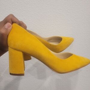 Marc Fisher Vibrant Yellow Suede Heels